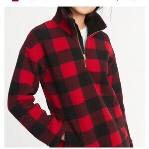 Old Navy Buffalo Plaid Sherpa Jacket 1/4 zip size medium